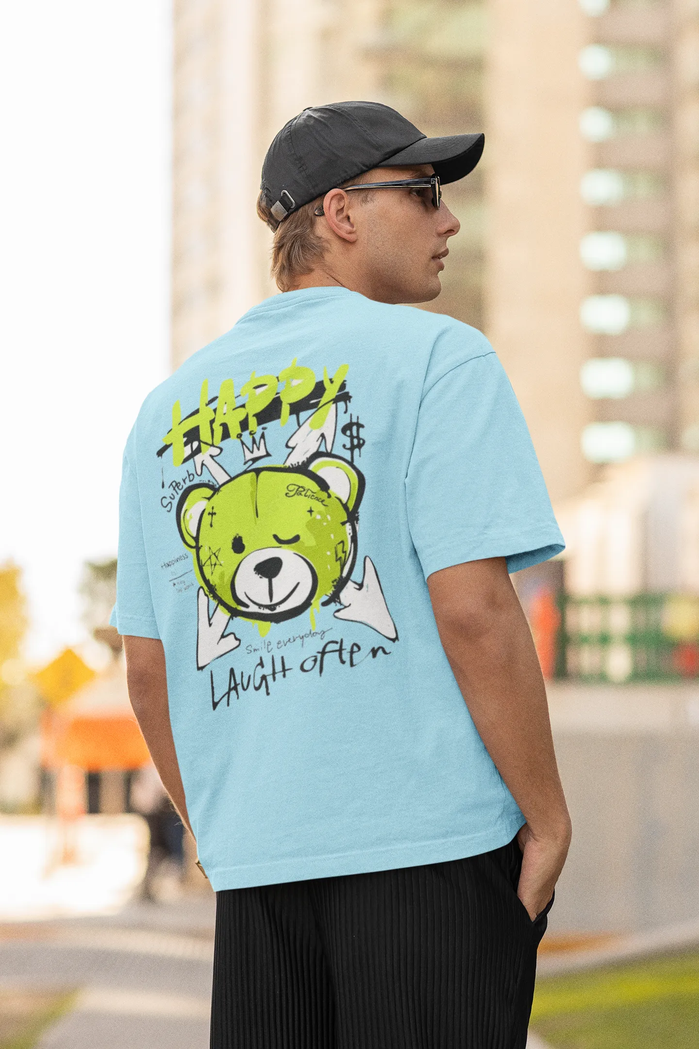 Happy Bear - Gym Oversized T Shirt