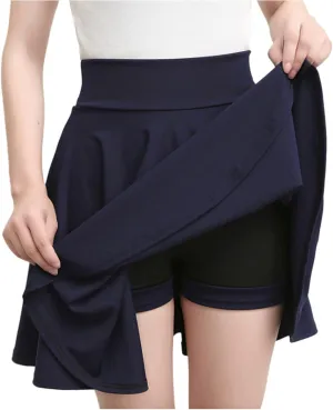 HGps8w Versatile Skirt for Women 2025 Summer Casual Solid High Waisted A-Line Tennis Golf Skorts Bulit-in-Shorts Mini Dress