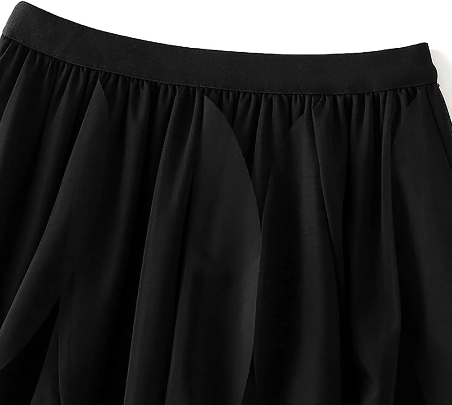 HGps8w Women Mesh Midi Skirt Multilayer Irregular Ruffled High Waist Lace Ballet Prom Party Tulle Tutu A-line Skirts