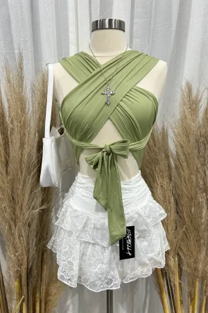 Keily Wrap Top (Sage Green)