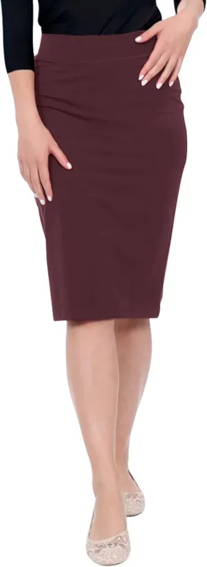 Kosher Casual Women's Modest Knee-Length Fitted Lightweight Cotton Spandex Pencil Skirt