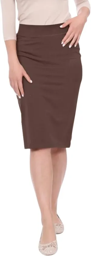 Kosher Casual Women's Modest Knee-Length Fitted Lightweight Cotton Spandex Pencil Skirt