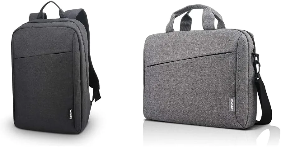 Lenovo Laptop Carrying Case T210, fits, Sleek Design, GX40Q17231 - Grey & Laptop Backpack B210, 15.6-Inch Laptop/Tablet, Durable, Water-Repellent, Business Casual or College, GX40Q17225