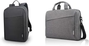 Lenovo Laptop Carrying Case T210, fits, Sleek Design, GX40Q17231 - Grey & Laptop Backpack B210, 15.6-Inch Laptop/Tablet, Durable, Water-Repellent, Business Casual or College, GX40Q17225