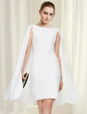 Luolandi Sheath / Column Cocktail Dresses Minimalist Dress Party Wear Wedding Guest Knee Length Sleeveless Jewel Neck Chiffon