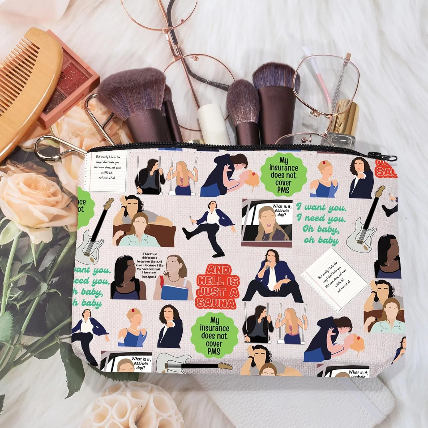 MEIKIUP Romantic Comedy Movie Inspired Makeup Bag Romantic Comedy Movie Lovers Gift Fandom Gift (10 Bag)