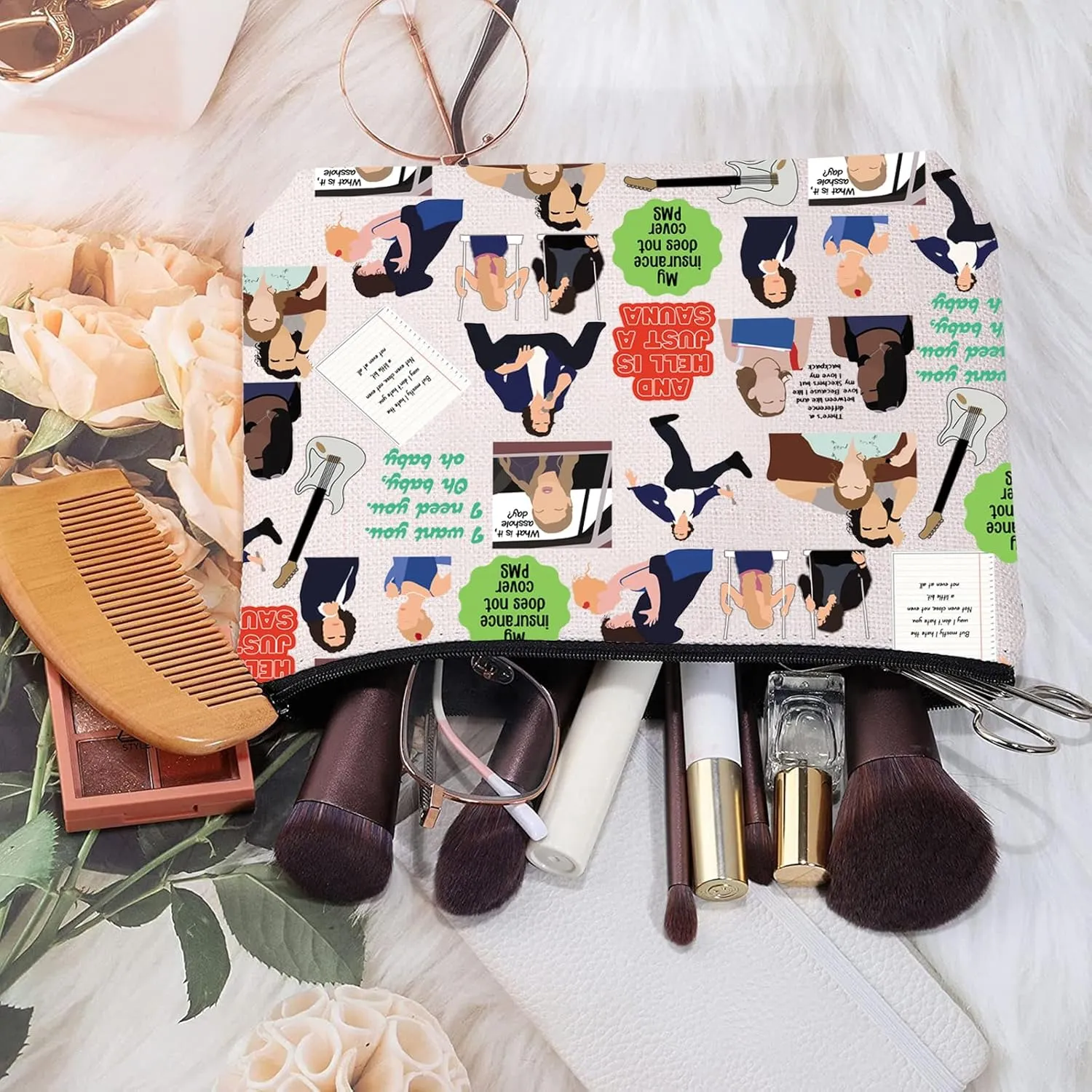 MEIKIUP Romantic Comedy Movie Inspired Makeup Bag Romantic Comedy Movie Lovers Gift Fandom Gift (10 Bag)