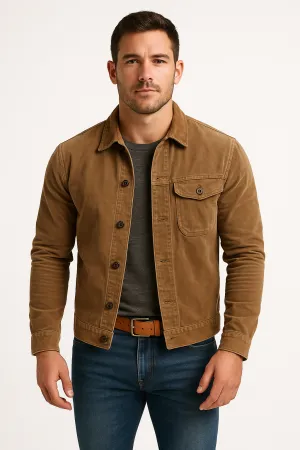 Mens Jacket  Cotton Blend  Tailored Fit  Shirt Collar  Button Front Casual Style