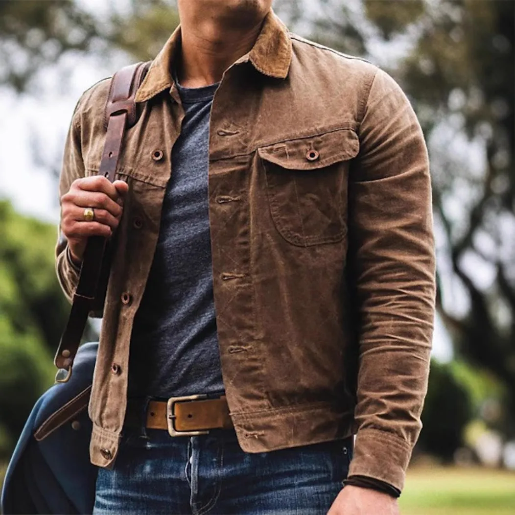 Mens Jacket  Cotton Blend  Tailored Fit  Shirt Collar  Button Front Casual Style