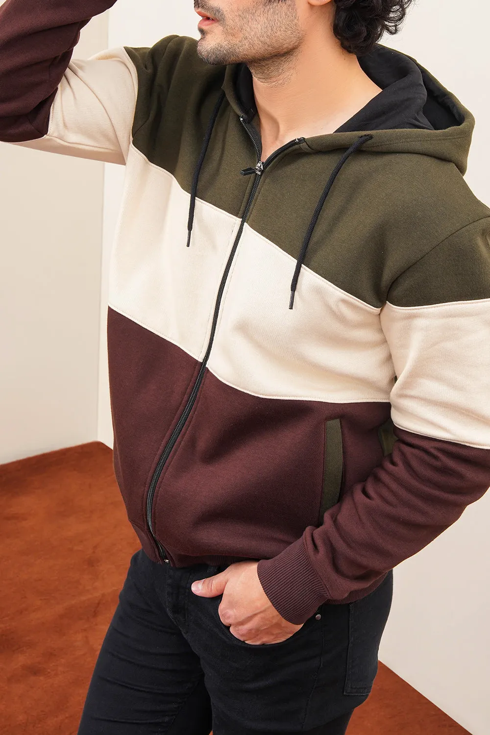 Men'S Premium Paneled Zipper Hood