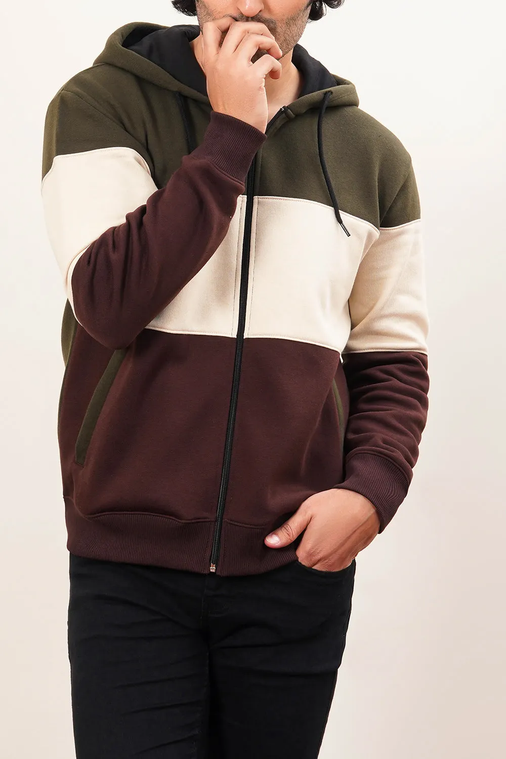 Men'S Premium Paneled Zipper Hood