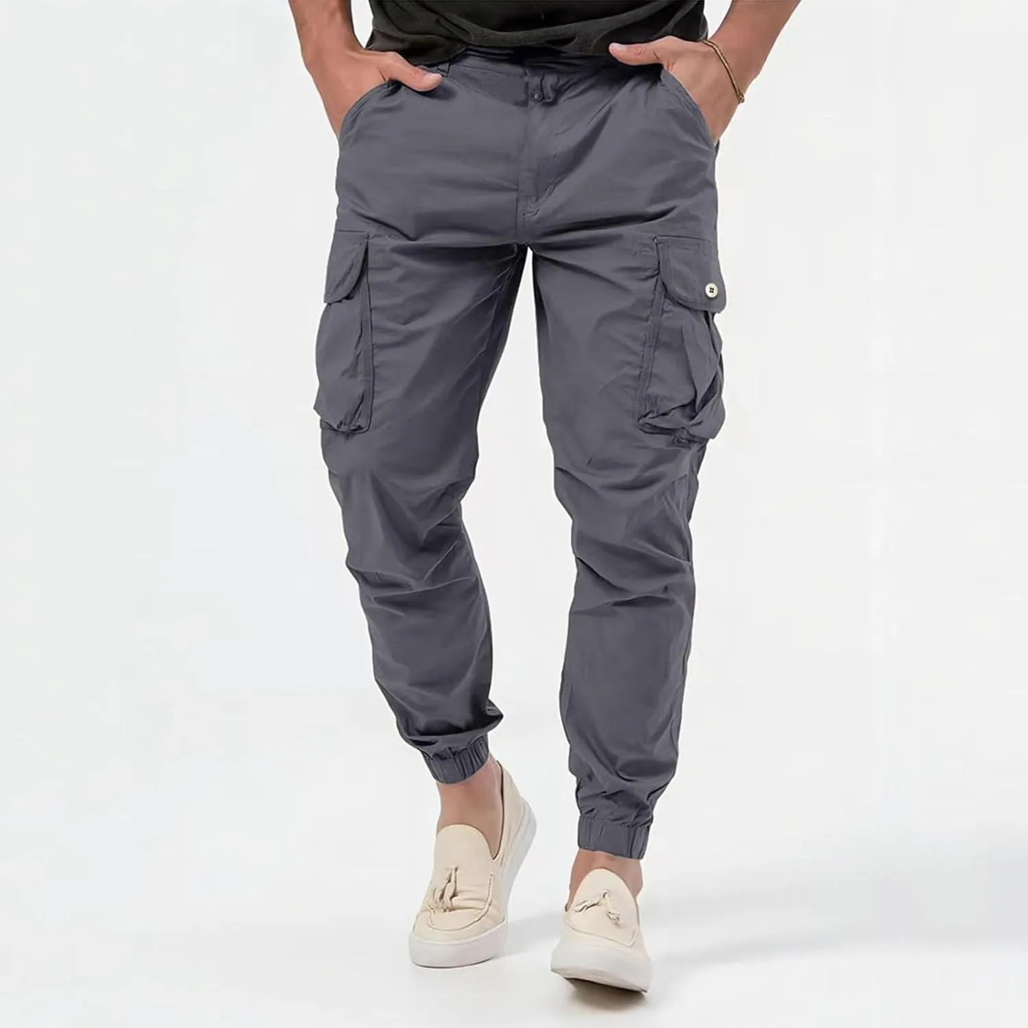 Mens Resort Wear 2025 Cargo Pants, Ultra Comfort Flex Multi-Pocket Pants, Men's Elastic Waist Drawstring Sweatpants