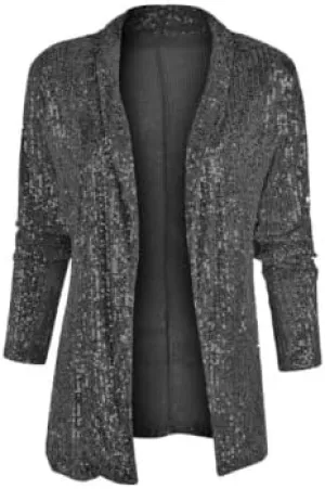 MINTLIMIT Women's Sequin Cardigan Sparkly Sequin Jacket Long Sleeve Open Front Glitter Party Sparkly Sequin Blazer Jacket