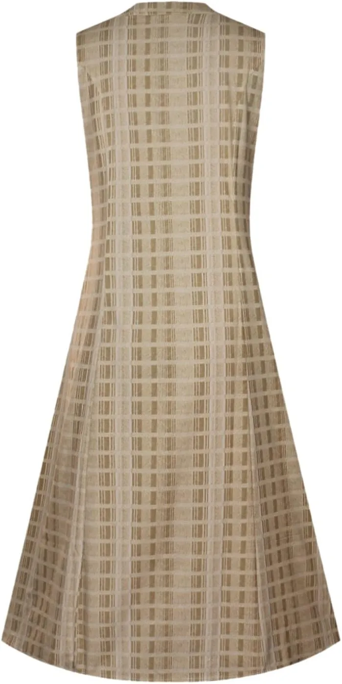 Mzkdieey Women's Summer Striped Print Button Down V Neck Maxi Dresses Sleeveless Loose Tank Dress Beach Vacation Sundress