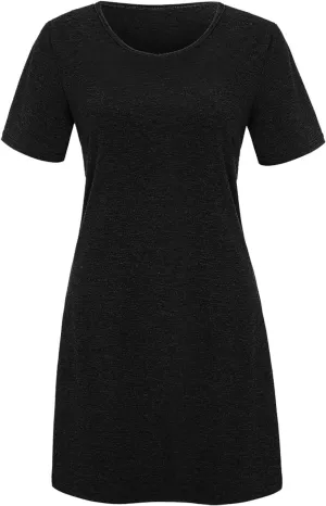 NaRHbrg Women's Casual Loose T-Shirt Dress Summer Short Sleeve Mini Swing Dresses Lightweight Tunic Dress for Beach Vacation
