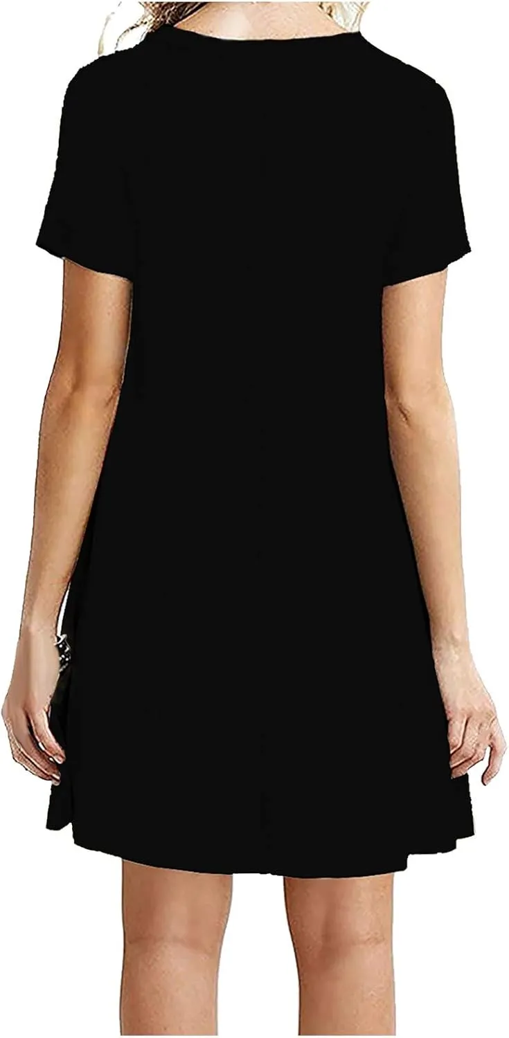 NaRHbrg Women's Casual Loose T-Shirt Dress Summer Short Sleeve Mini Swing Dresses Lightweight Tunic Dress for Beach Vacation