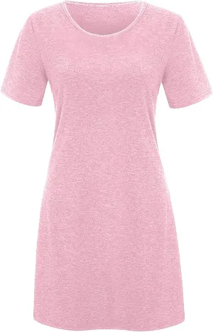 NaRHbrg Women's Casual Loose T-Shirt Dress Summer Short Sleeve Mini Swing Dresses Lightweight Tunic Dress for Beach Vacation