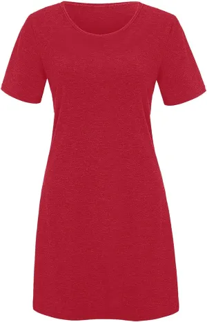 NaRHbrg Women's Casual Loose T-Shirt Dress Summer Short Sleeve Mini Swing Dresses Lightweight Tunic Dress for Beach Vacation