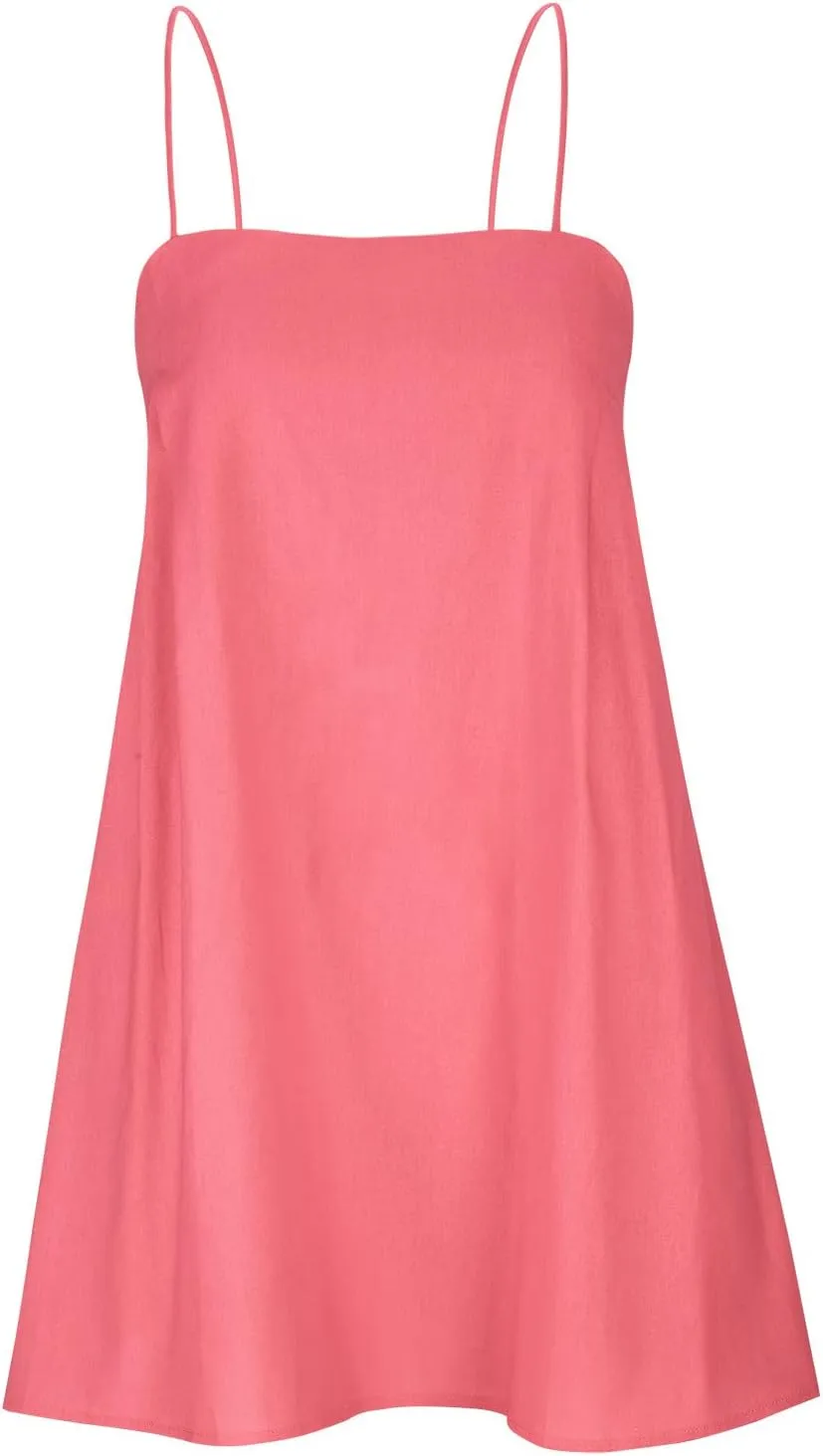NaRHbrg Womens Spaghetti Strap Mini Dress Casual Loose Slip Sundress Sleeveless Summer Beach Dresses Lightweight Tunic