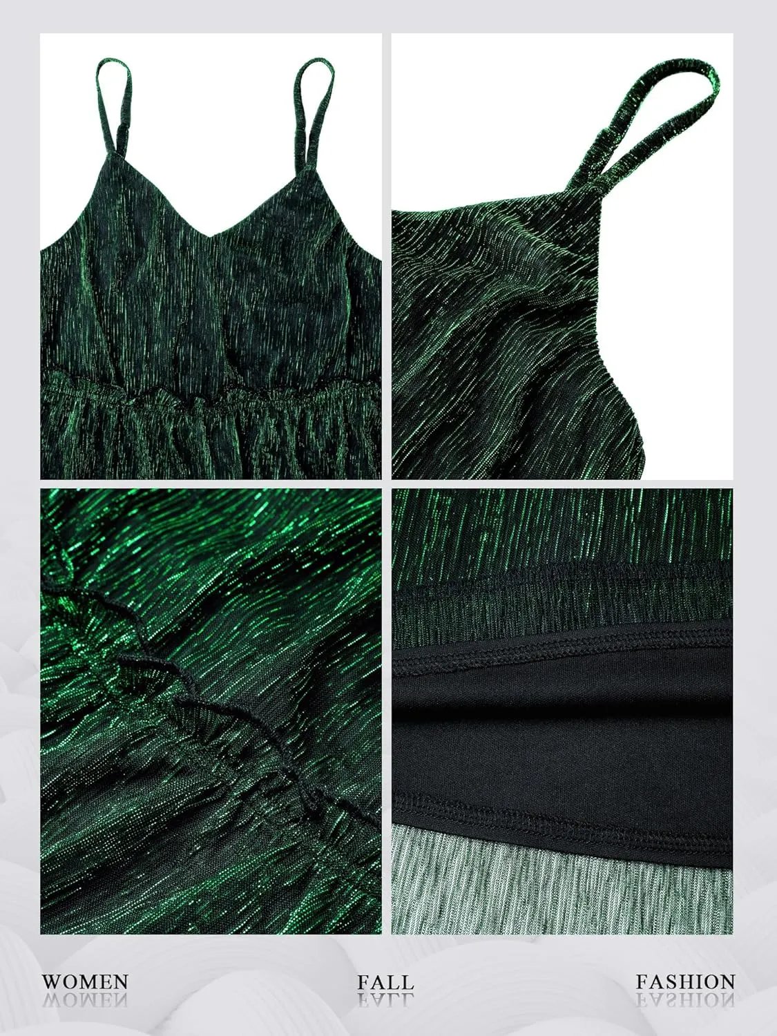 Nlife Women Sexy Sparkly Peplum Tops Sequin Party V Neck Cami Glitter Shimmering Camisole Club Outfits