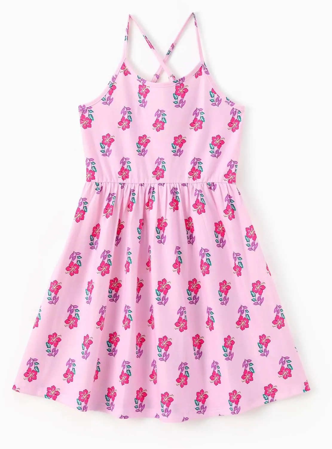 PATPAT Girls Summer Beach Dress Boho Hawaiian Floral One Shoulder Sundress Pack of 2 Size 3-10 Years