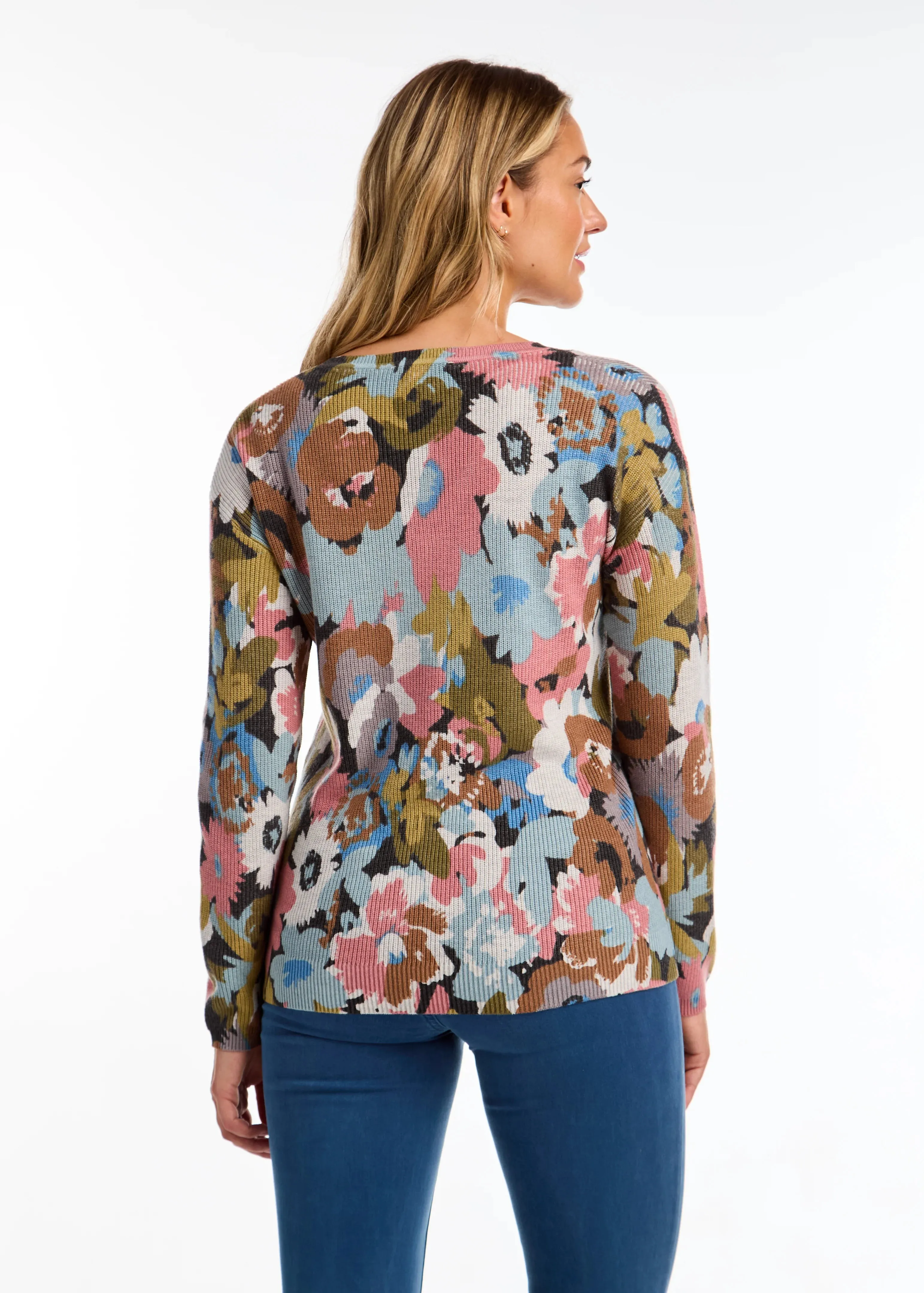 Paulla Printed V-Neck Sweater in Fall Forest - FDJ French Dressing 1032624