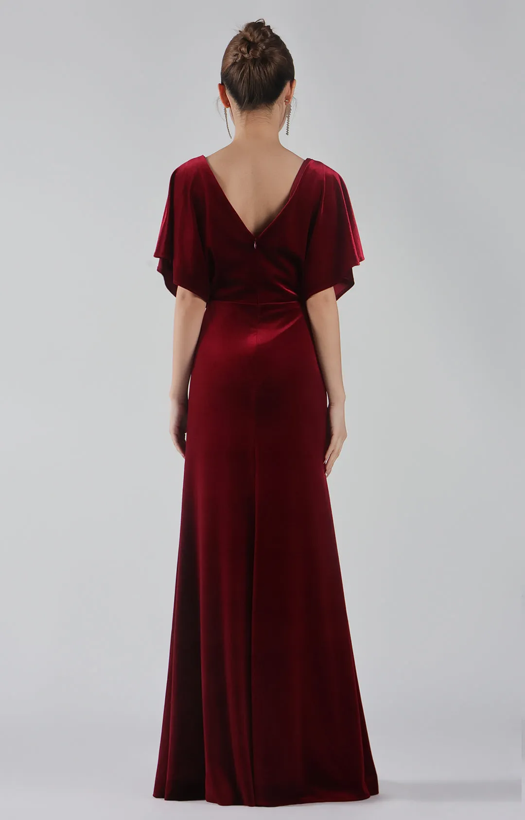 Pleated V-Neck Short Sleeve Maxi Dresses