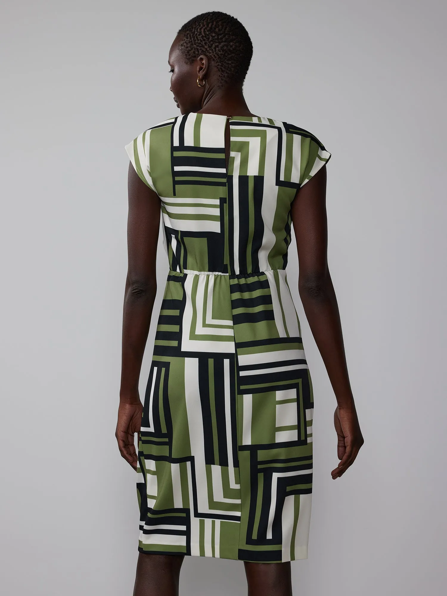 Plus Geometric Print Twist Front Midi Dress