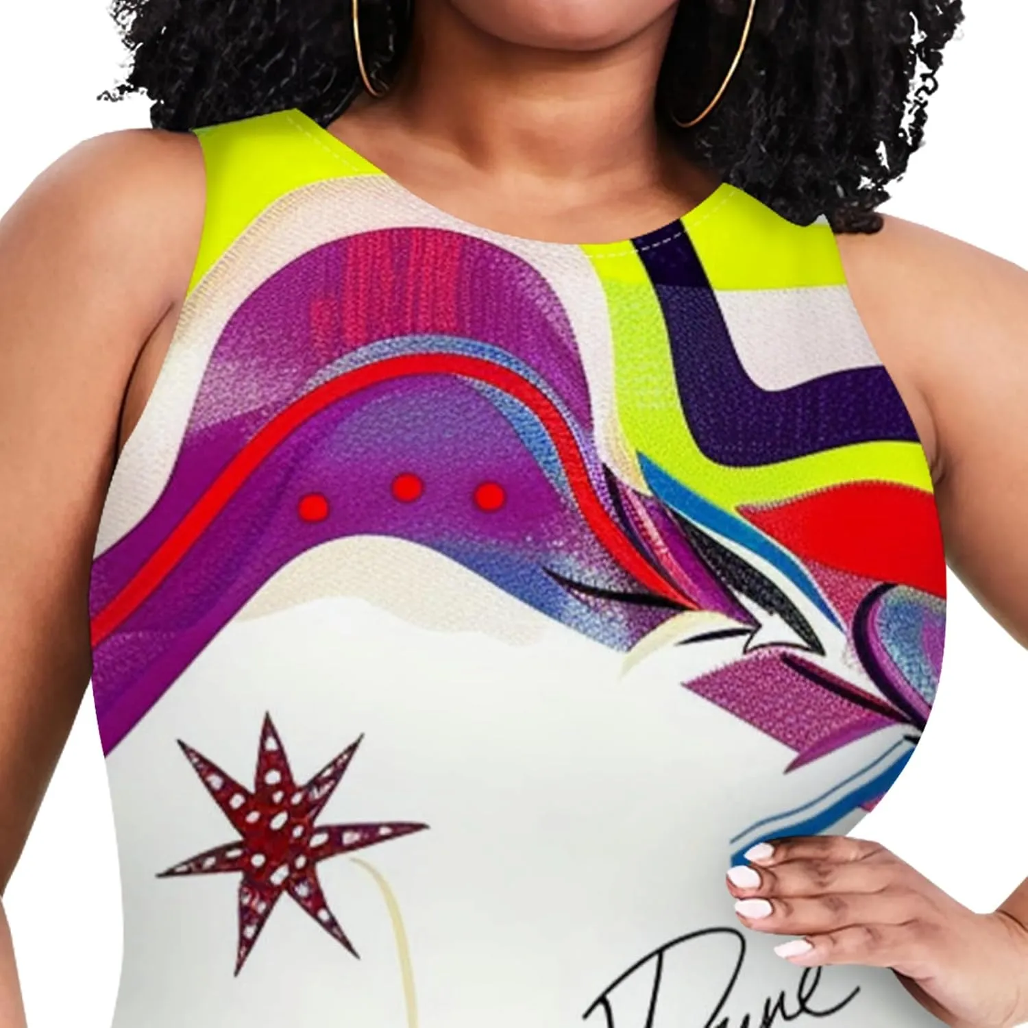 Plus Size Women's Sleeveless Casual Bodycon Tie Dye Midi Dresses Slim Fit Elegant Cocktail Party Club Mini Dress