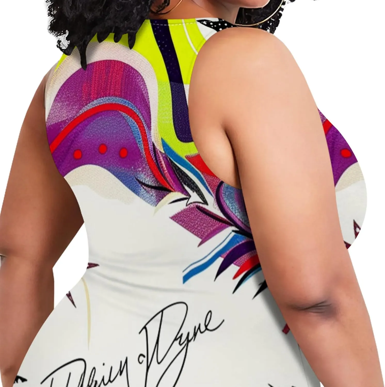 Plus Size Women's Sleeveless Casual Bodycon Tie Dye Midi Dresses Slim Fit Elegant Cocktail Party Club Mini Dress