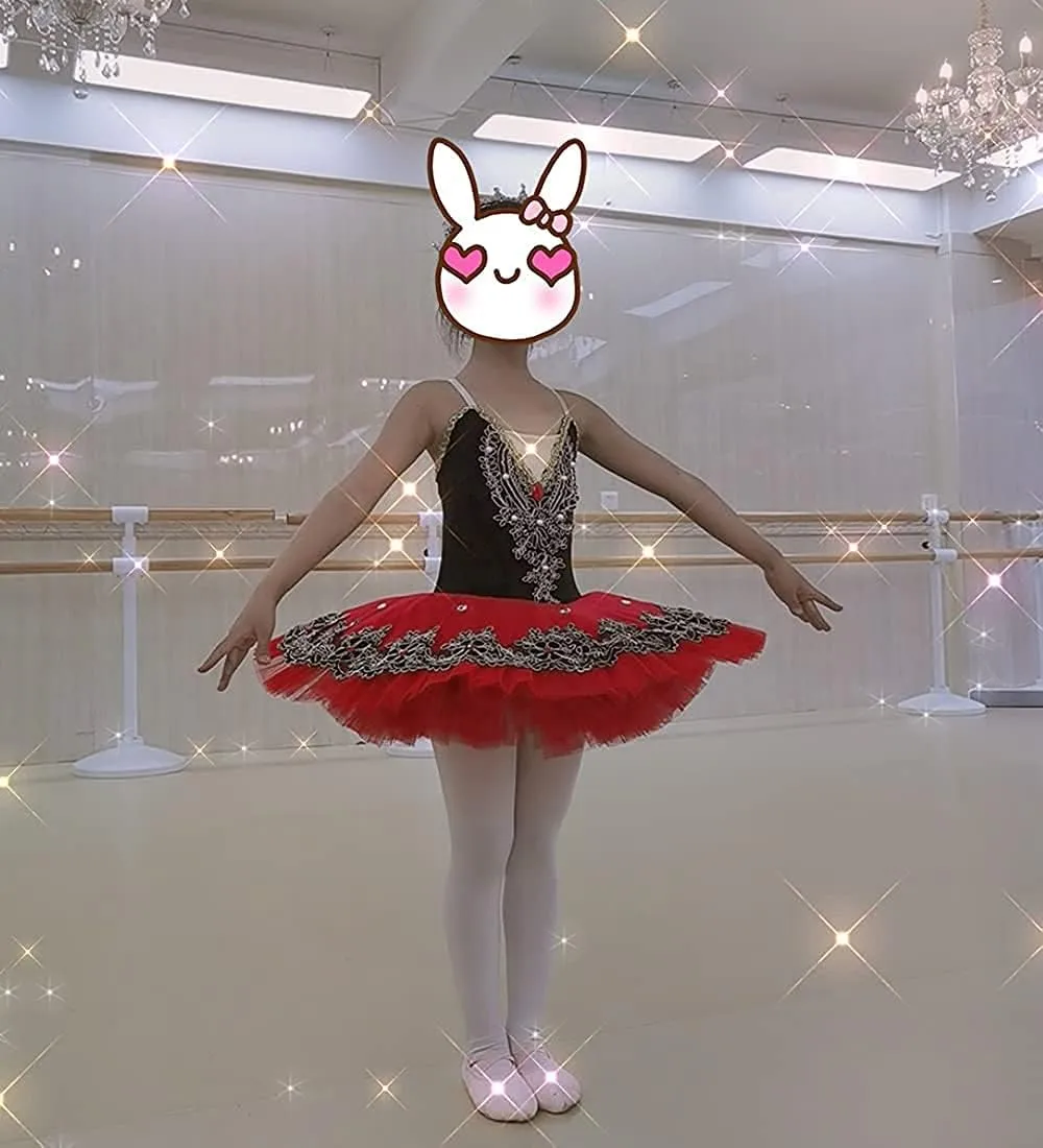 Professional Ballet Dress for Girls Leotard Camisole Skirted Sequin Lace Princess Swan Lake Tutu Ballerina Costumes