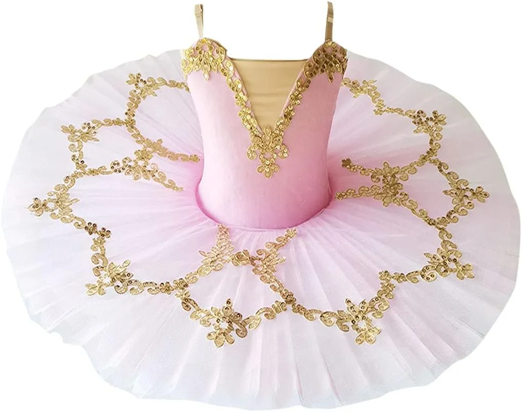 Professional Ballet Dress for Girls Leotard Camisole Skirted Sequin Lace Princess Swan Lake Tutu Ballerina Costumes