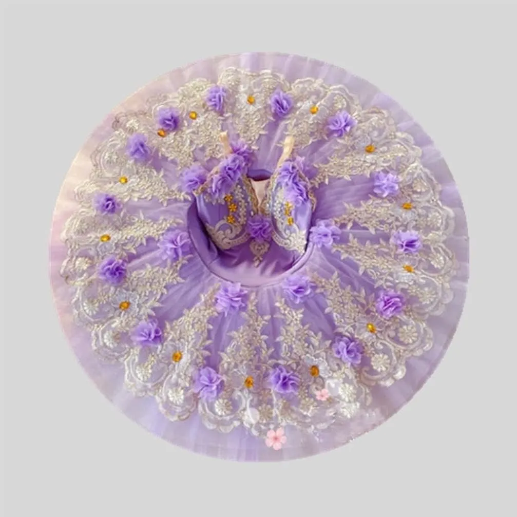 Professional Ballet Tutu Dresses for Party Camisole Leotards Pancake Skirts Fluffy Swan Lake Princess Dress,110cm,Purple