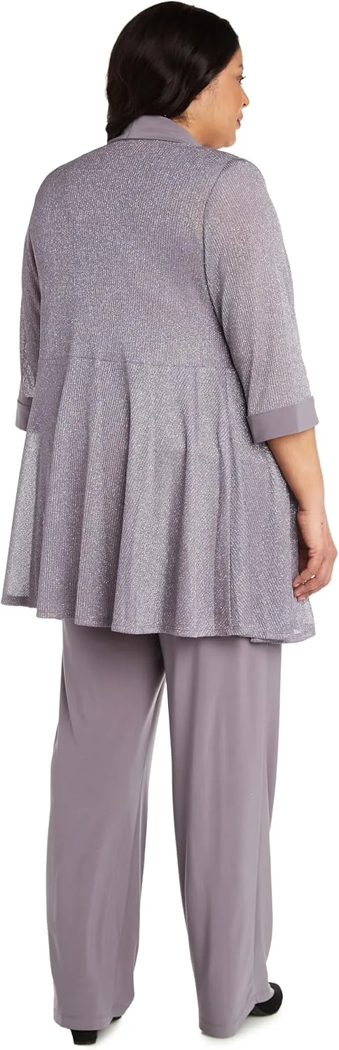 R&M Richards Womens 2PC Metallic Dress with Jacket