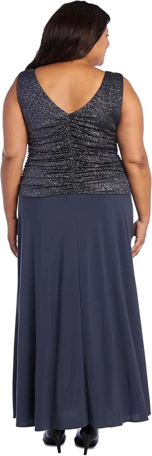 R&M Richards Womens Ruched Evening Dress