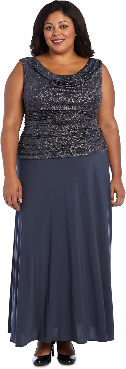 R&M Richards Womens Ruched Evening Dress