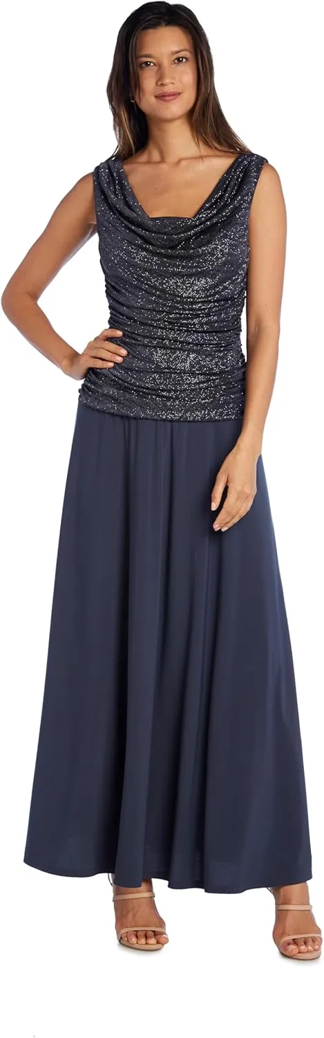 R&M Richards Womens Ruched Evening Dress