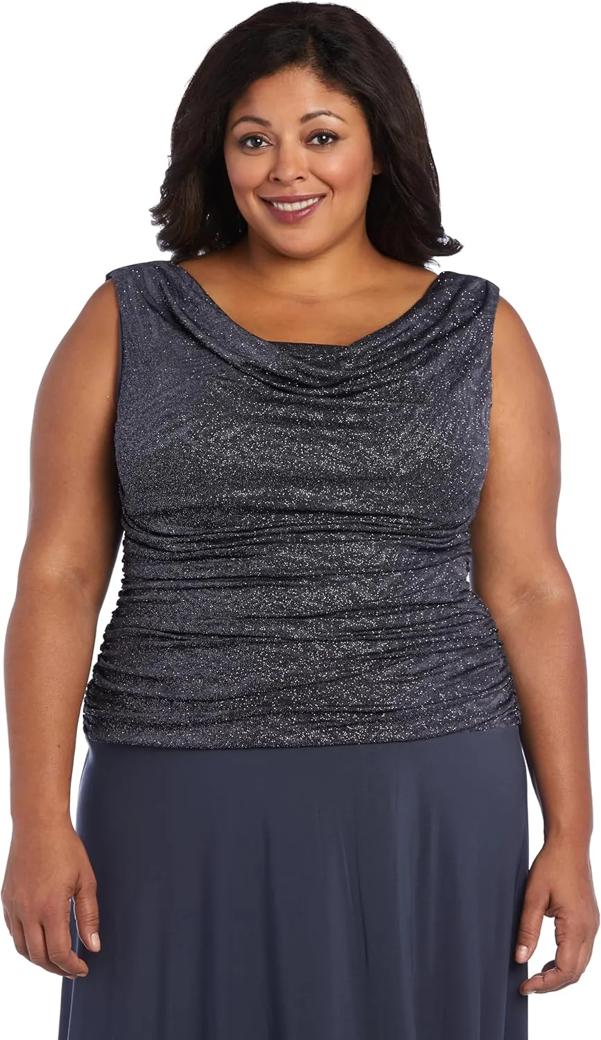 R&M Richards Womens Ruched Evening Dress