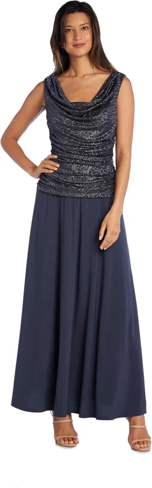 R&M Richards Womens Ruched Evening Dress