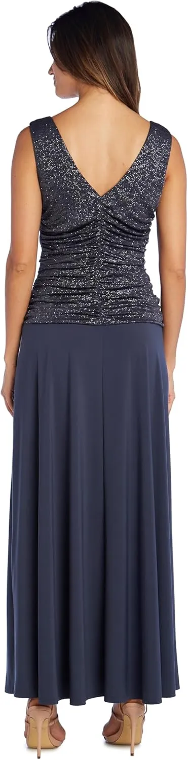 R&M Richards Womens Ruched Evening Dress