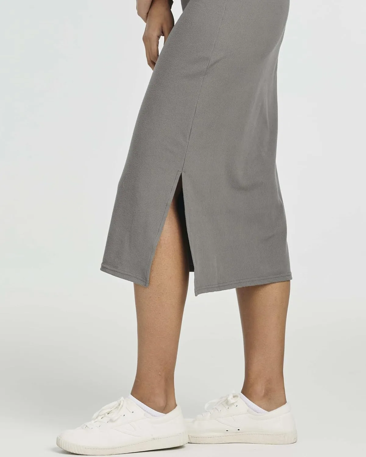 Real Essentials 3 Pack: Women's Ribbed Knit Sleeveless Crew Neck Tank Casual Midi Shift Dress with Slit