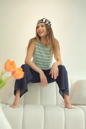 [Restocked] Riviera Striped Tank in Cool Green
