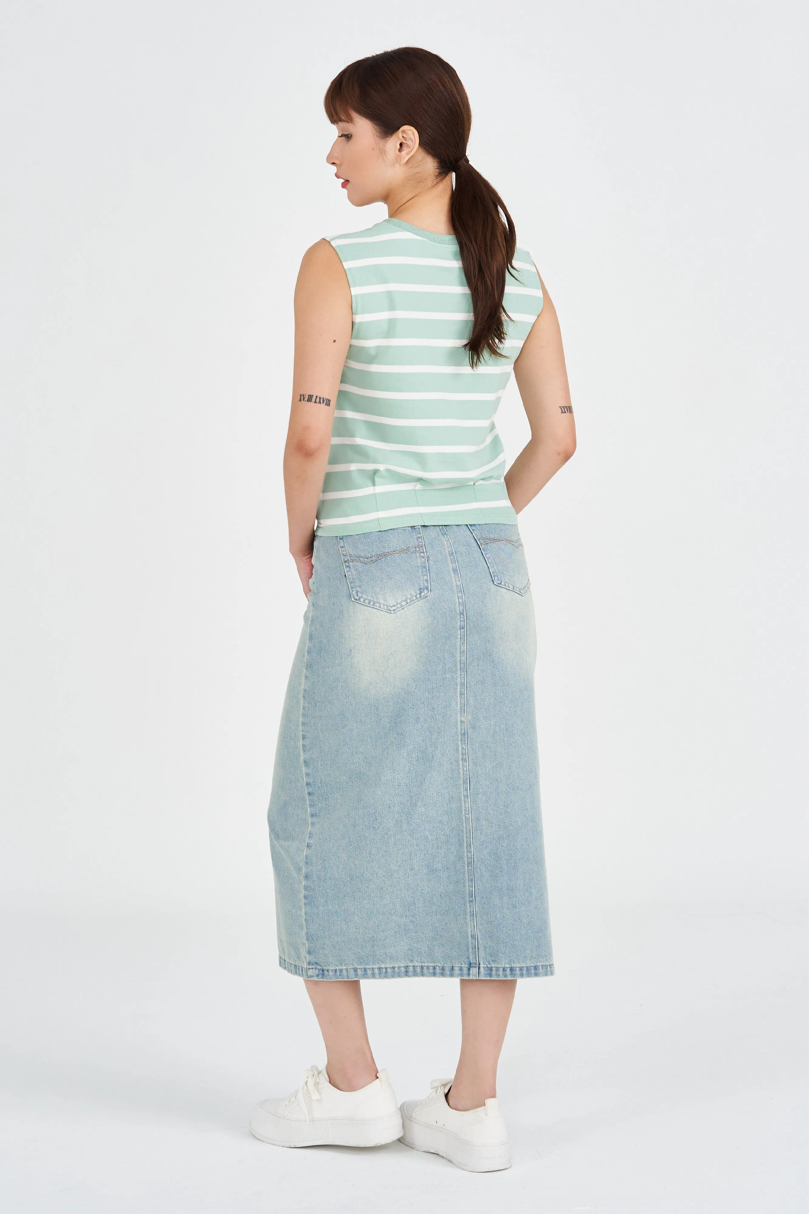 [Restocked] Riviera Striped Tank in Cool Green