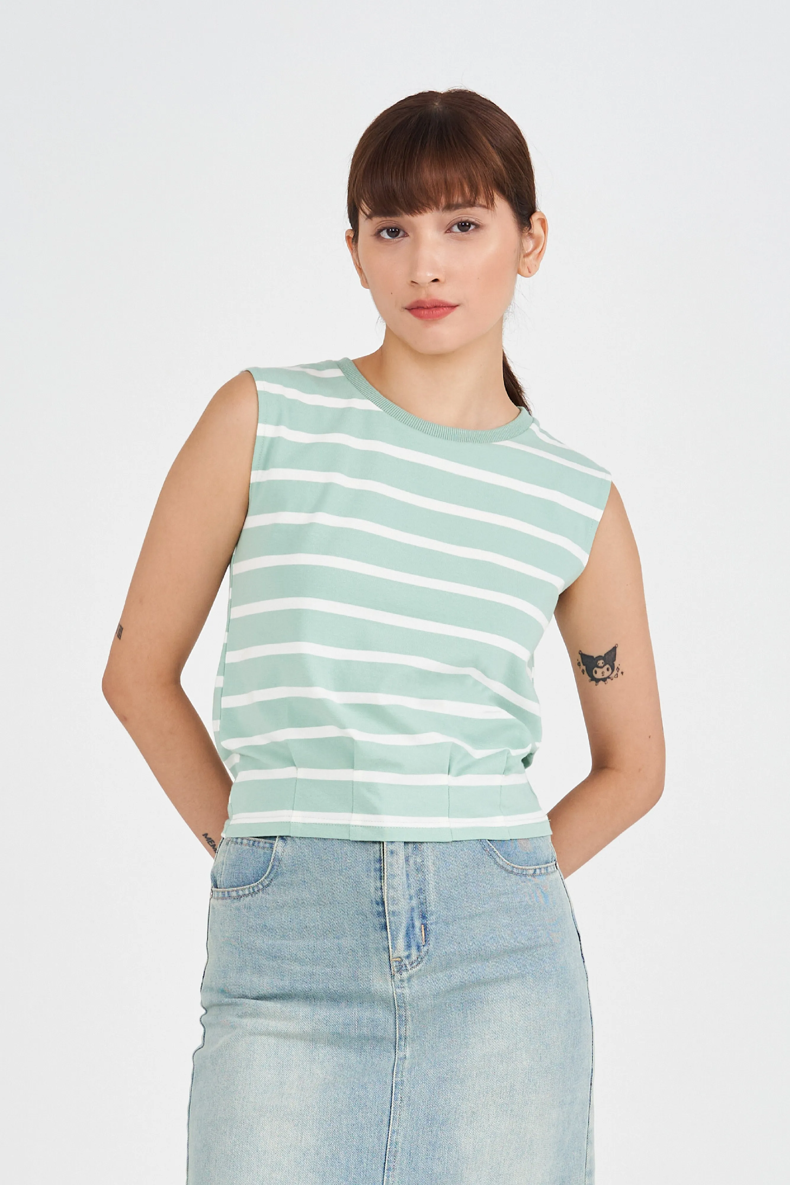 [Restocked] Riviera Striped Tank in Cool Green