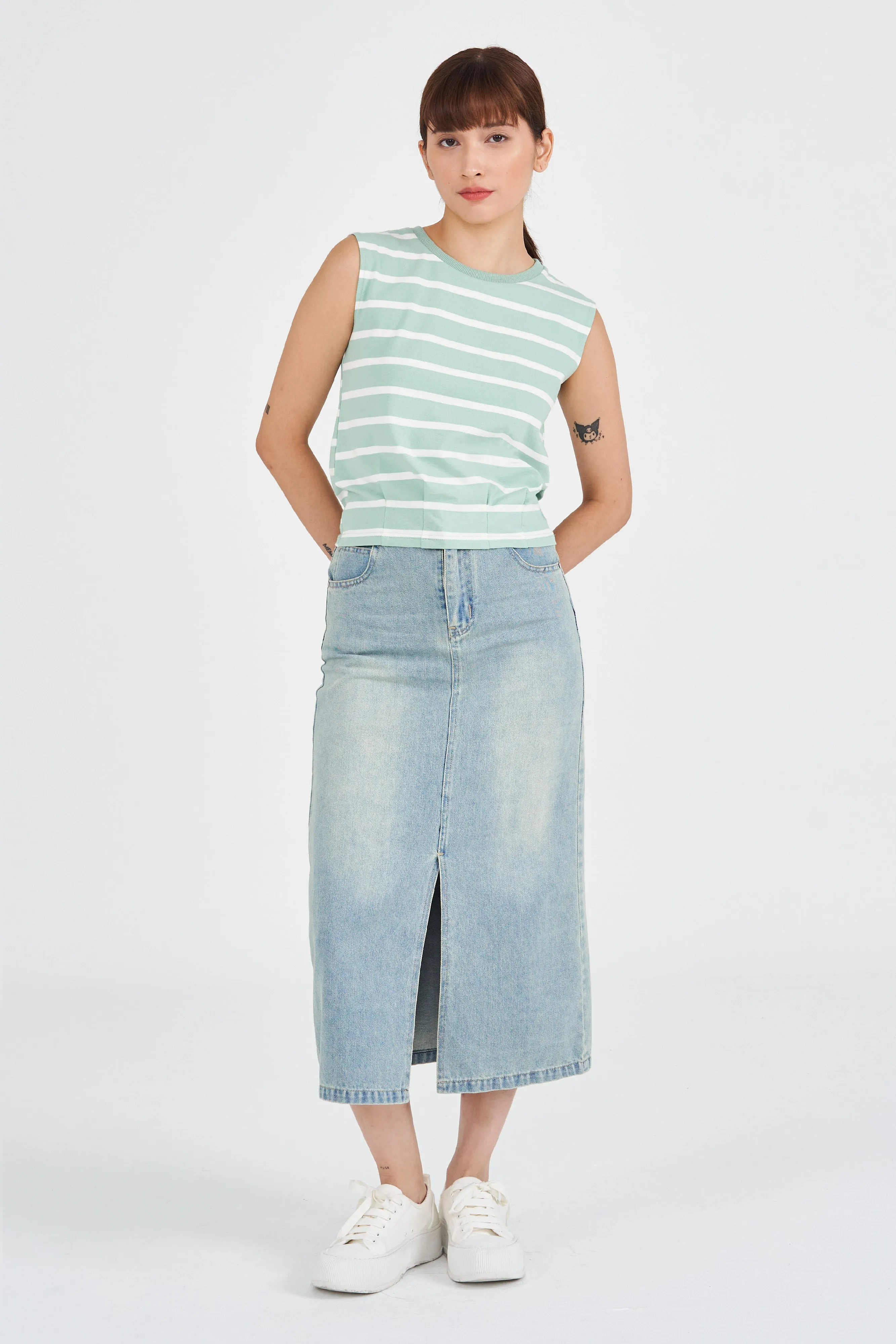[Restocked] Riviera Striped Tank in Cool Green