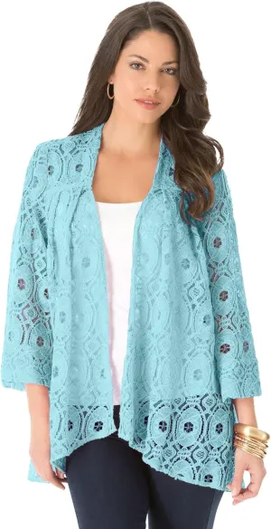 Roaman's Women's Plus Size Lace Swing Jacket
