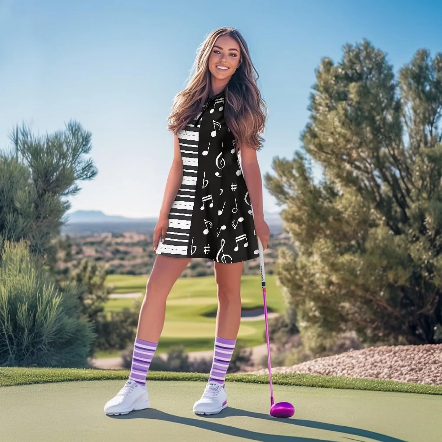 Stretch Golf Women Dress Multi-Sport Skort Dress Yoga Shorts Built-in Ball Pocket Summer Dresses Athletic Dresses
