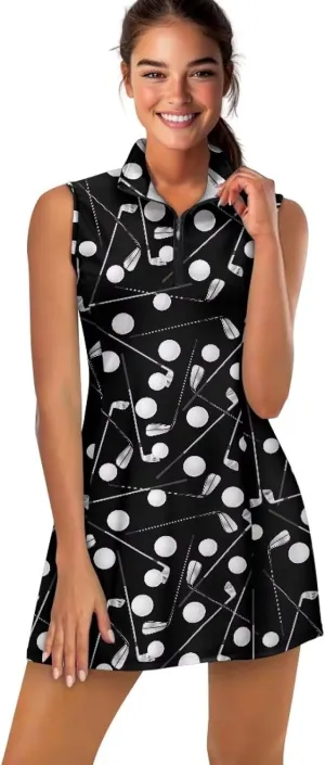Stretch Golf Women Dress Multi-Sport Skort Dress Yoga Shorts Built-in Ball Pocket Summer Dresses Athletic Dresses