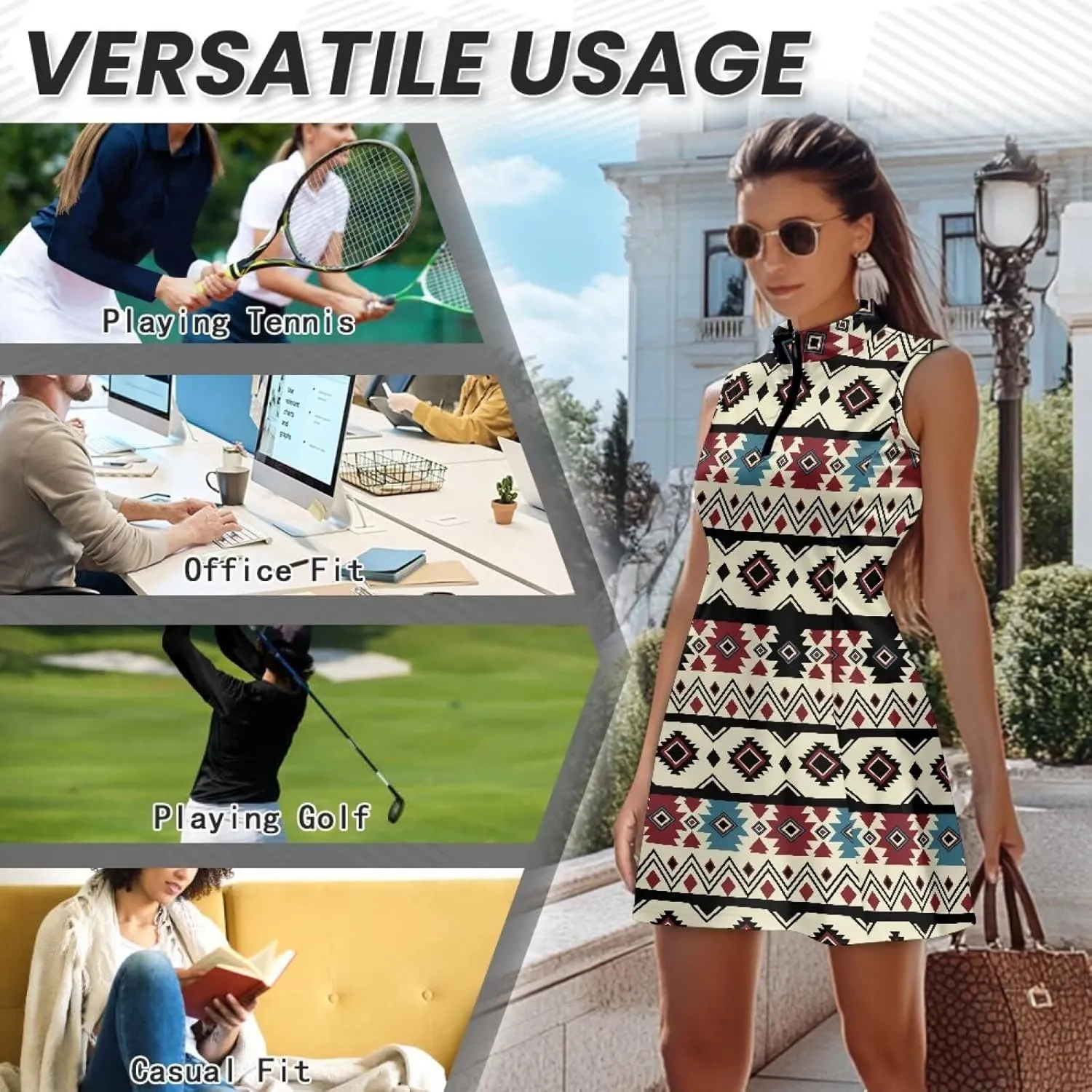 Stretch Golf Women Dress Multi-Sport Skort Dress Yoga Shorts Built-in Ball Pocket Summer Dresses Athletic Dresses