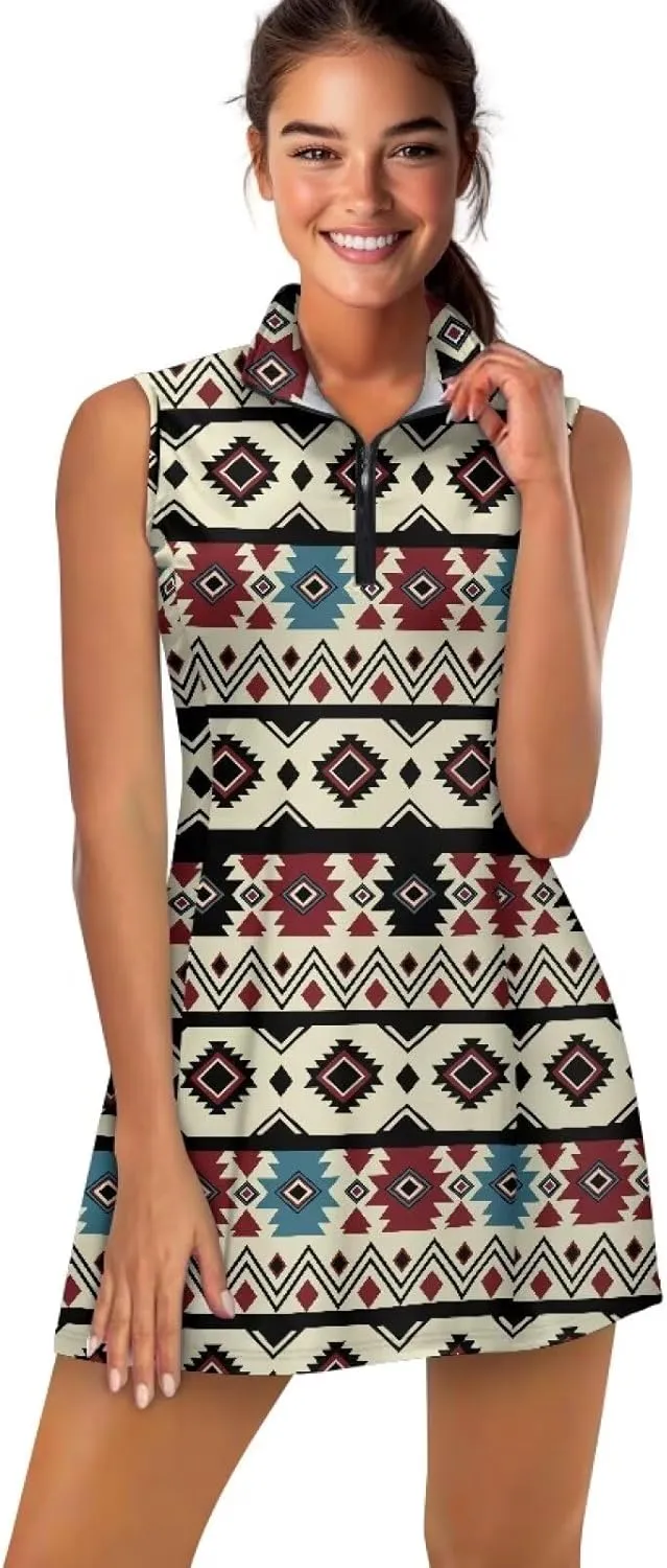 Stretch Golf Women Dress Multi-Sport Skort Dress Yoga Shorts Built-in Ball Pocket Summer Dresses Athletic Dresses